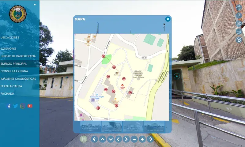 Mapa interactivo y recorrido 360° del Hospital Militar Central