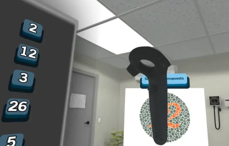 Simulación VR de un examen oftalmológico en VIVE