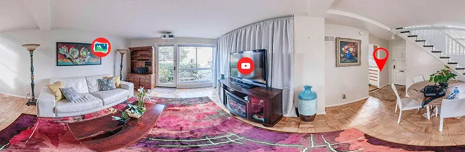 Recorrido virtual 360° de un apartamento con marcadores interactivos