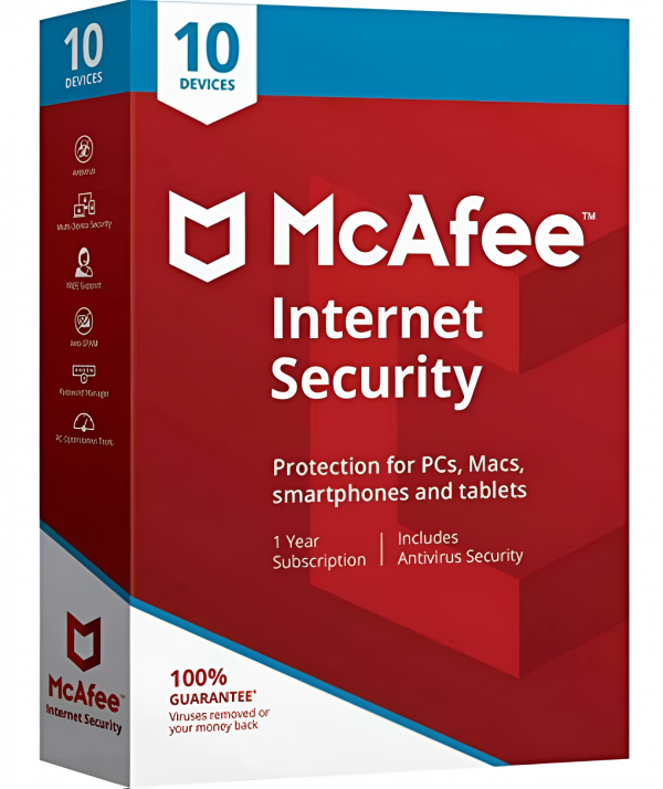 McAfee Internet Security 10 Devices 1 Year Subscription