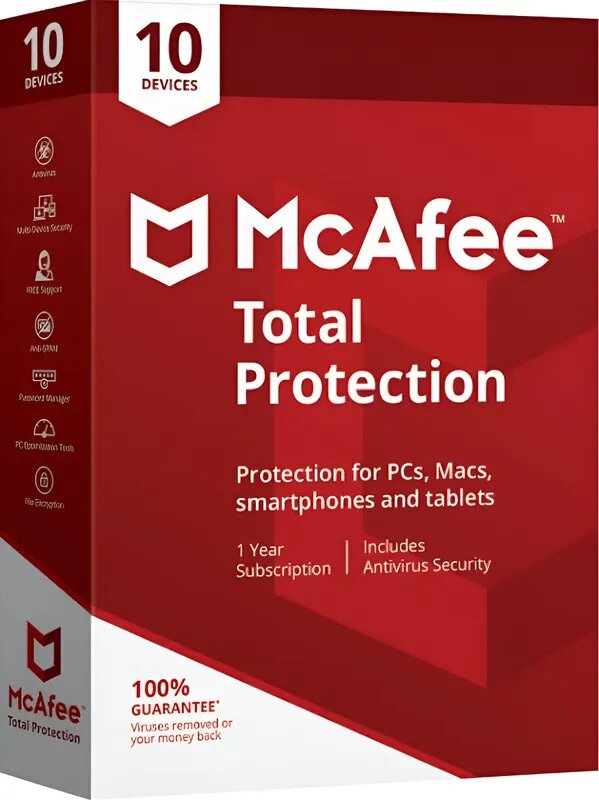 McAfee Total Protection Antivirus 10 Devices 1 Year